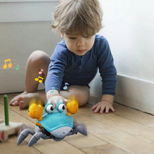 خرچنگ موزیکال شارژی سنسوردار آبی electric induction cute crab blue -اسباب بازی